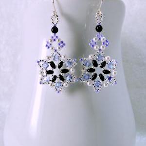 Lavendar Dangle Earrings Swarovski Crystals Pearls..